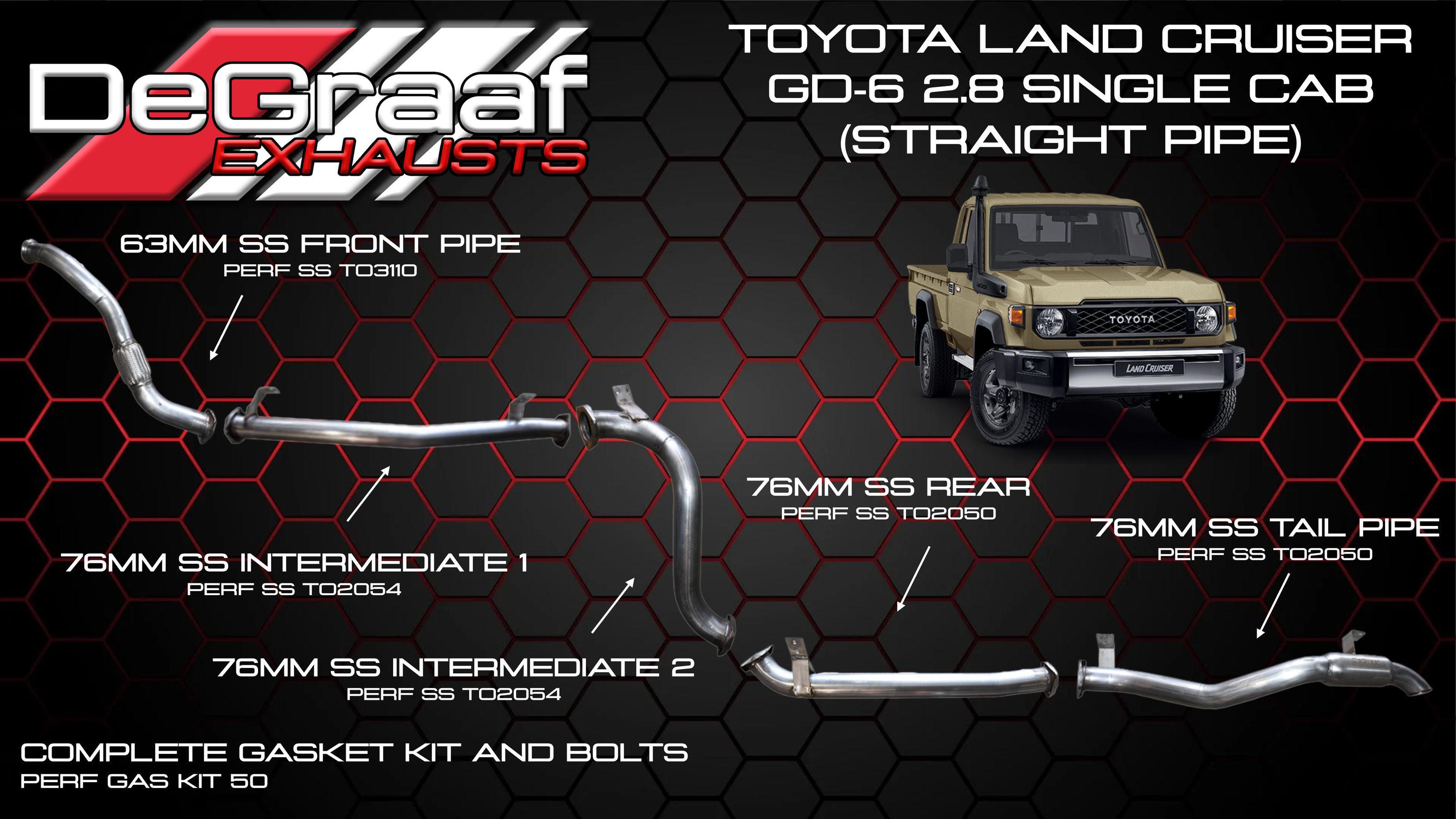 DeGraaf Performance Exhaust Systems for Toyota Hilux, Land Cruiser 79/70/76 (Diesel/Petrol Models)