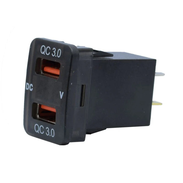 Toyota Revo Dual USB QC3.0 Charger with Voltmeter (32x20mm) – Blue LED