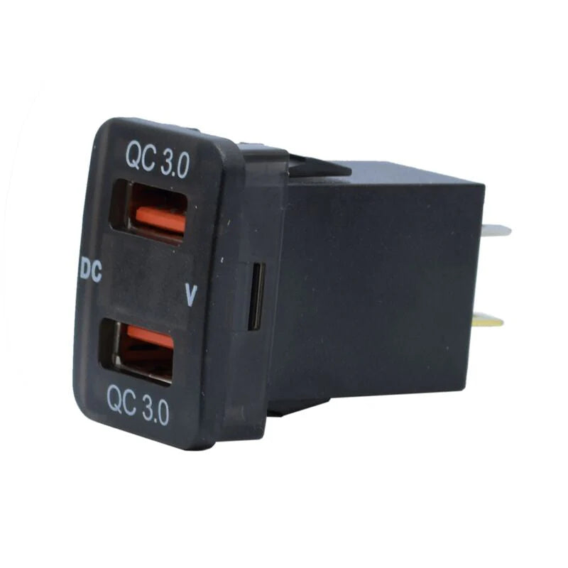 Toyota Revo Dual USB QC3.0 Charger with Voltmeter (32x20mm) – Blue LED