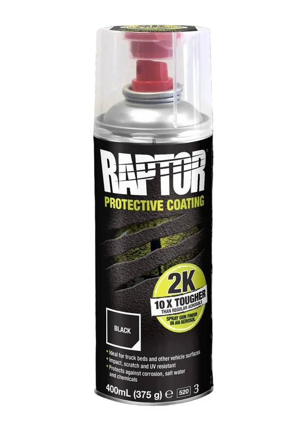 RAPTOR 2K Aerosol Protective Coating 400ml – Black Bedliner Spray