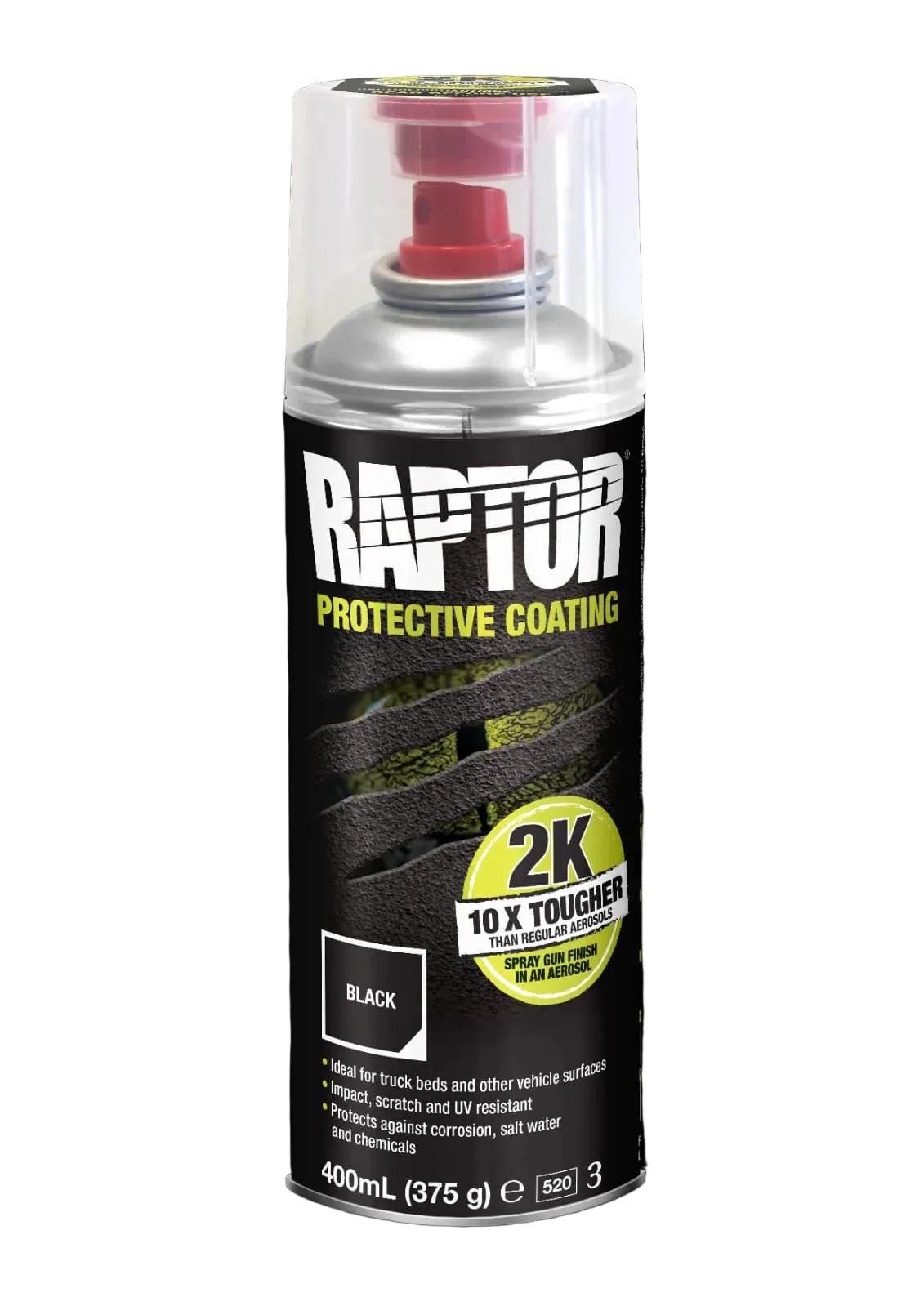 RAPTOR 2K Aerosol Protective Coating 400ml – Black Bedliner Spray