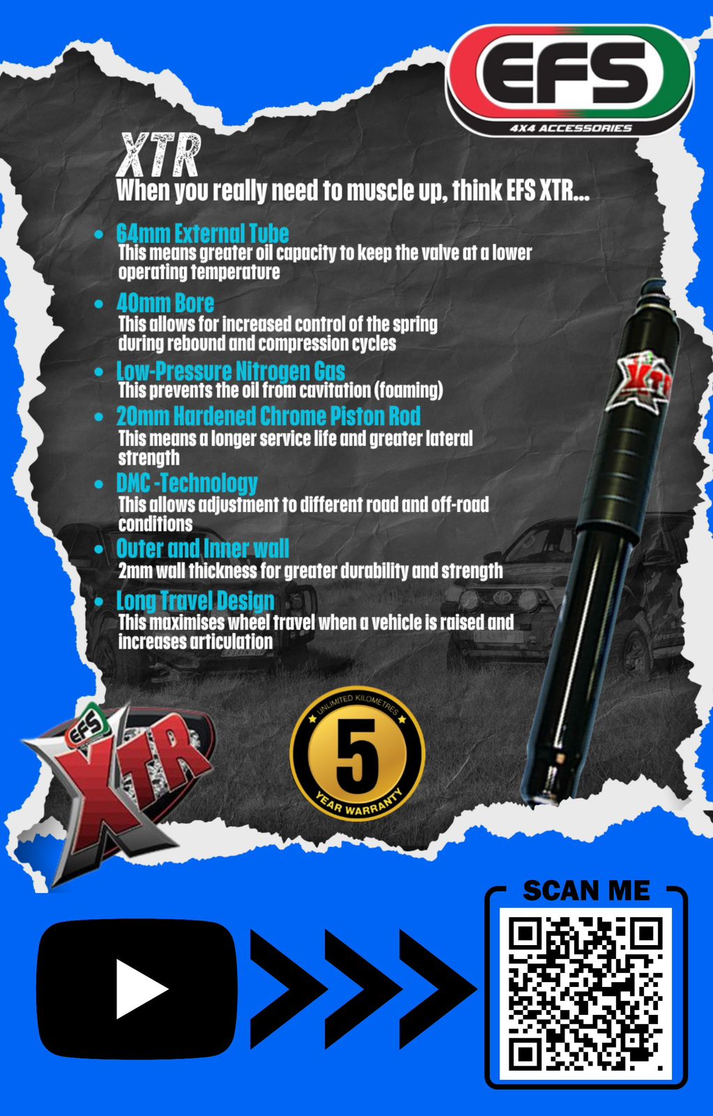 EFS Shock Absorbers Range – Enforcer, Elite, XTR, Xtreme, MRP 2.5 & MXP Suspension