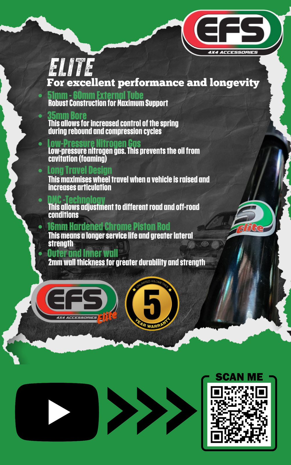 EFS Shock Absorbers Range – Enforcer, Elite, XTR, Xtreme, MRP 2.5 & MXP Suspension
