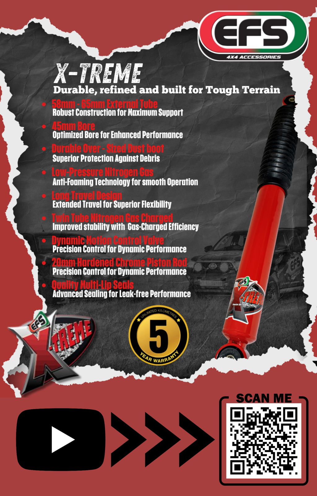 EFS Shock Absorbers Range – Enforcer, Elite, XTR, Xtreme, MRP 2.5 & MXP Suspension