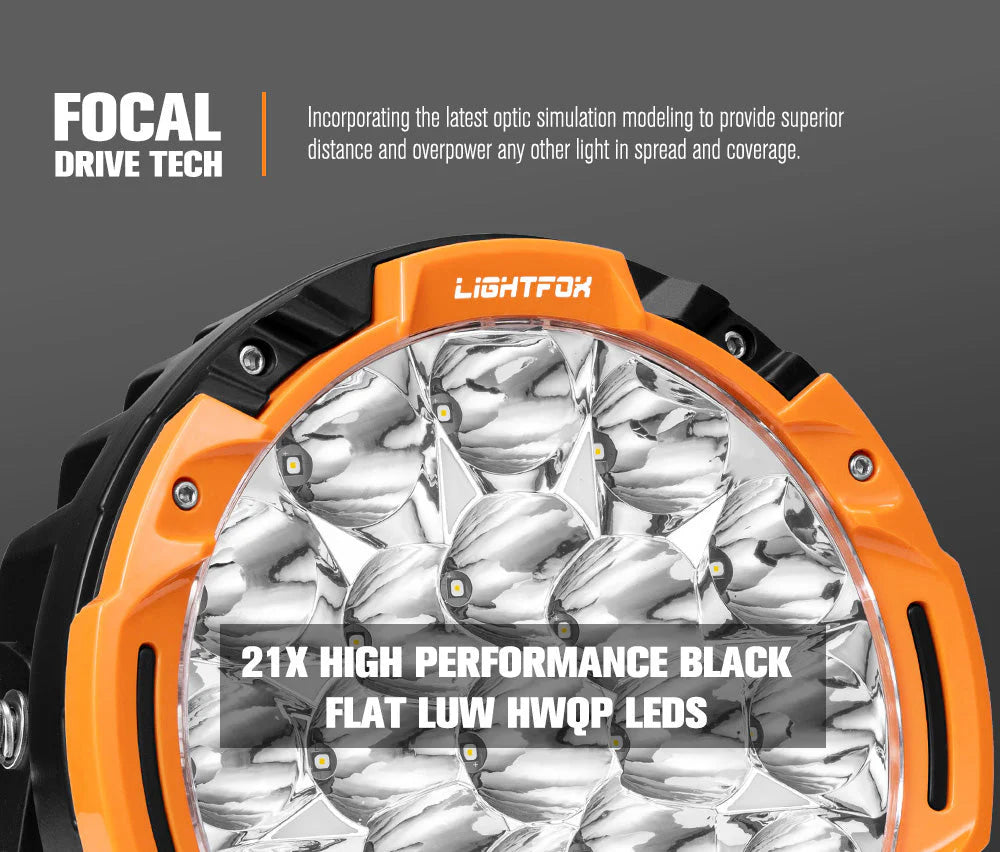 Lightfox 7inch LED Driving Light DRL 1Lux@5,512ft/1,680m IP68 13,600 Lumens