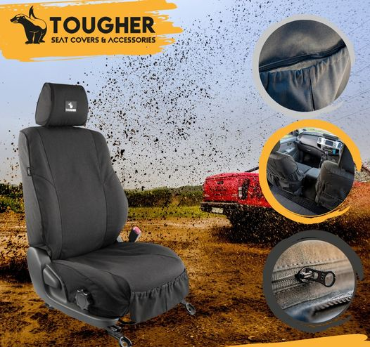 Toyota Hilux Tougher Canvas Seat Covers – Single & Double Cab (2005+) Heavy Duty Polycotton Protection