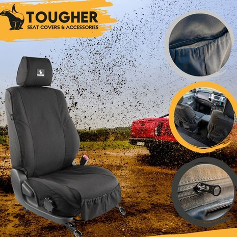 Toyota Hilux Tougher Canvas Seat Covers – Single & Double Cab (2005+) Heavy Duty Polycotton Protection