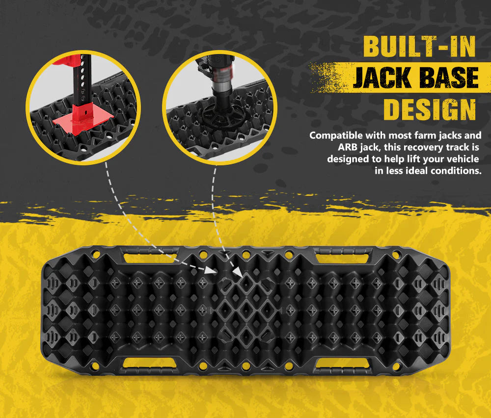 Bunker Indust 10T 4WD Recovery Tracks with Jack Base – Black (Pair)