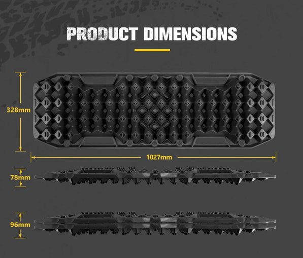 Bunker Indust 10T 4WD Recovery Tracks with Jack Base – Black (Pair)