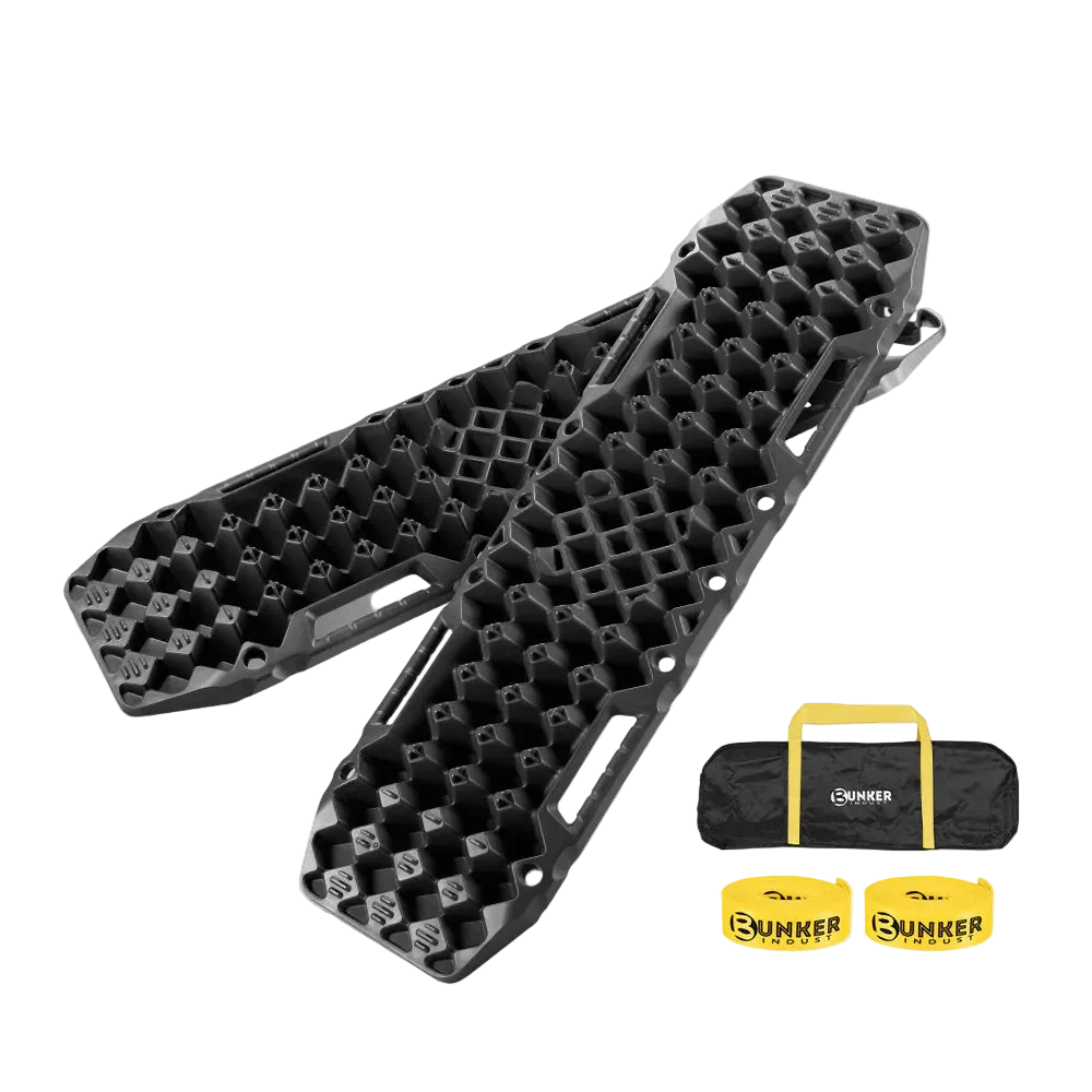 Bunker Indust 10T 4WD Recovery Tracks with Jack Base – Black (Pair)