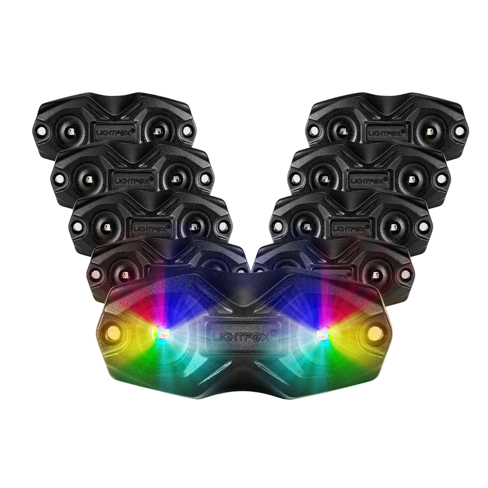 Lightfox RGBW LED Rock Lights – Bluetooth App Controlled (8-Pack)